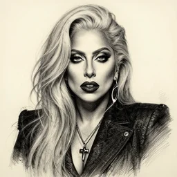 lady gaga, portrait, character design, worn, dark, extremely high detail, photo realistic, pen and ink, intricate, ultra - detailed character by mike mignola, fred tomaselli, dan mumford, rene laloux, jean giraud, mœbius, moebius,