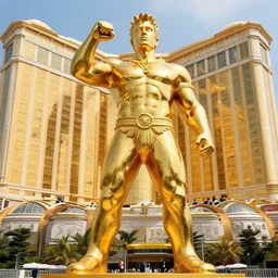 a giant statue of playboy carti made out of gold, stunning work