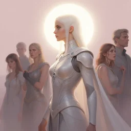 dynamic side profile concept art by thomas blackshear, imogen poots as neo - gothic space templar, brilliant light halo, matte painting, extremely emotional, pastel colours, realistic shaded lighting poster by hsiao ron chen, artgerm, lawren harris, eve ventrue, magali villeneuve, jeremy lipkin, rob rey, christophe vacher