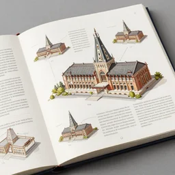 zoomed - in page scan of fantasy architecture encyclopedia book, diagrams, insanely detailed, informative texts and graphs, illustration with detailed text on a side, d & d, ad & d digital painting concept art artstation behance style