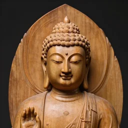 beautiful wooden carving of Buddha