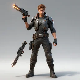 spy sci fi character for game with guns
