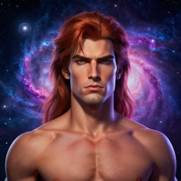 portrait of from hercules, synthwave, universe background, nebula, galaxy, artstation