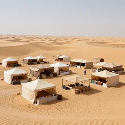 The concept art design depicts a tent bazaar in a Middle Eastern desert region. Canvases with Japanese floral patterns make up the tent. by greg rutkowski and Greg Hildebrandt .4k high detail. artstation