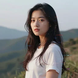 breathtaking asian girl glitch art