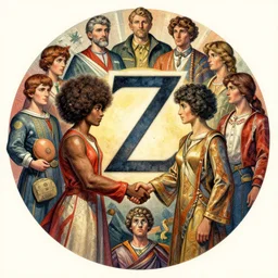 the circle complete, greek symbol zeta, diversity team, afro, boomer, european, handshake, highly detailed, digital painting, watercolor, soviet realism, engraving, artstation, concept art, smooth, sharp focus, vivid grunge, manga, illustration, unreal engine 5, 8 k, art by bilibin and kuvshinov and malevich and mucha