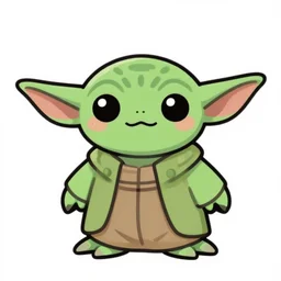 kawaii manga yoda, vector style