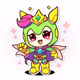 cute miss mascot cheniselle cheniselle wormadam super hero sticker art, cronobreaker, beeple game icon