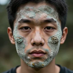 human face with mold growing on it, portrait, disgusting, nikon d 5 7 0 0, bokeh, dof, depth of field