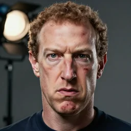 angry zuckerberg with bruised face, extreme detail, studio light, photorealistic, gritty, movie still, cinematic, fire, smoke, soft focus, well edited, 8 k, sunglasses, atmospheric, dark, leather jacket