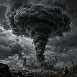 gothic fantasy art, black tornado, ultra realistic, wide angle, intricate details, sharp focus, highly detailed