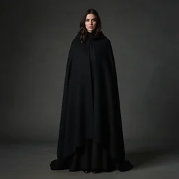 full body portrait of woman with cloak by victoria frances, dark