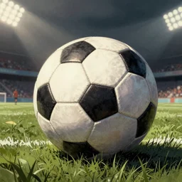 detailed illustration of a soccer ball by alena aenami and annato finnstark