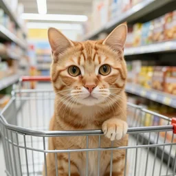 orange tabby cat shopping at walmart