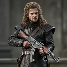 a still of Jon snow holding a ak47 in game of thrones, 2021 movie footage