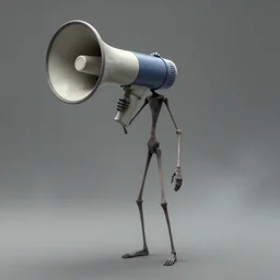 alive megaphone with a thin long torso, arms and legs. concept art, extremely high details, octane render, fog, artstation contest winner, digital art by zdzislaw beksinski. masterpiece