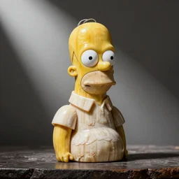 ivory tusk carved in the shape of homer simpson