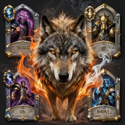 portrait of wolf of ashes and smoke, league of legends splash art, hearthstone splash art, full body shot, rule of thirds, ultrafine hyperrealistic detailed face, artgerm, greg rutkowski, trending on artstation, 8 k, intricately detailed, highly detailed
