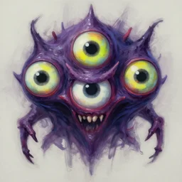 symmetrical speed painting of  intimidating three eyed creature