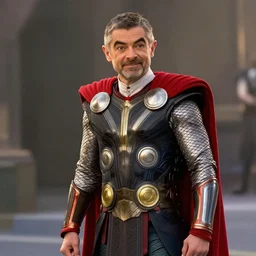 film still of Mr Bean as Thor in Avengers Endgame