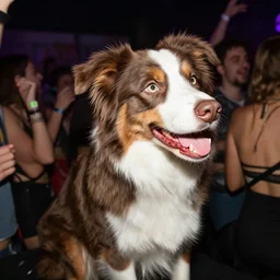 australian shepherd at a rave party
