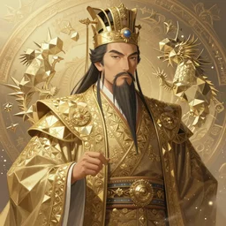 emperor with a polygonal kingdom, light dust, magnificent, close up, details, sharp focus, elegant, highly detailed, illustration, by Jordan Grimmer and greg rutkowski and PiNe(パイネ) and 薯子Imoko and 香川悠作 and wlop and maya takamura, intricate, beautiful, Trending artstation, pixiv, digital Art