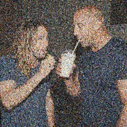 paparazzi shot of The Rock and Vin Diesel sharing a milkshake
