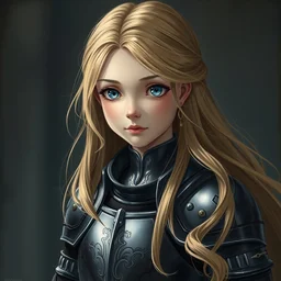 baroque oil painting anime key visual character portrait ln illustration | young girl black military crusader armour with long flowing blonde hair blue eyes | symmetrical symmetrical perfect face fine detail delicate features soft quiet gaze | lotr gapmoe kuudere moody lighting bokeh | trending on pixiv fanbox | by greg rutkowski makoto shinkai takashi takeuchi studio ghibli