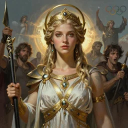 An epic fantasy character art full portrait of a goddess at the first olympics, by Greg Rutkowski, Frank Frazetta, Boris Vallejo, olympus, Exquisite detail, post-processing, masterpiece, cinematic