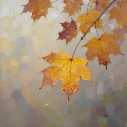 autumn leaves in the morning, impasto
