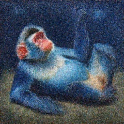 blue monkey lying on his back looking up at the stars, oil on canvas, intricate, portrait, 8 k highly professionally detailed, hdr, cgsociety