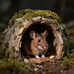 Photo of a mouse living in a tiny igloo.