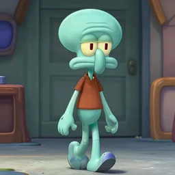 A badass photo of squidward walking in a marvel, hyper detailed, award winning photography, perfect faces