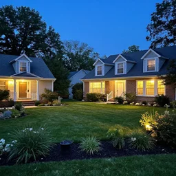 an american neighborhood at night big garden