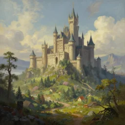 beautiful matte painting depicting a fantasy landscape with a castle