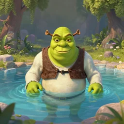 shrek in a liminal space pool