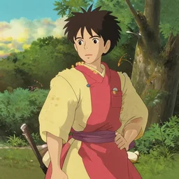 ancient Japanese edo art style of studio ghibli in north bay city park