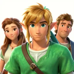 portrait of a link from ocarina of time who looks like adam sandler, rossdraws, ilvya kuvshinov, highly detailed illustration, pixar, maya, engine, artstation