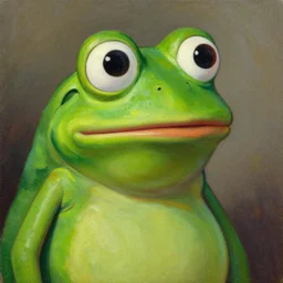 pepe the frog as richard stallman, expressive oil painting