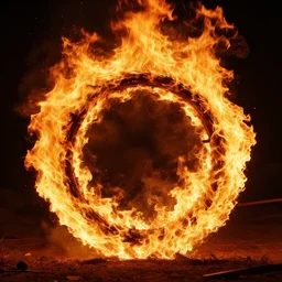 i fell in to a burning ring of fire, highly detailed vfx, cinematic, volumetric lighting,
