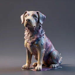 very detailed dog statue octane render with swirling, dripping, paint pour texture, hd wallpaper, behance