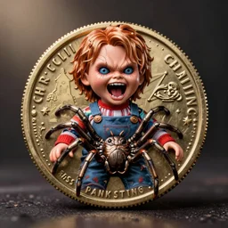 screaming chucky doll spider chucky screaming spider coin art