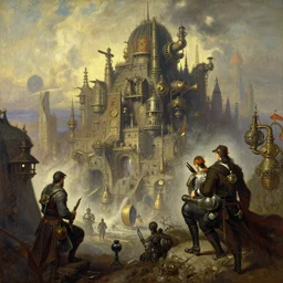 wuxia, steampunk city, painting by gaston bussiere, craig mullins, j. c. leyendecker