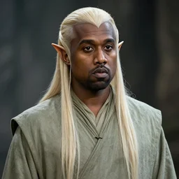 kanye west as an elf from the lord of the rings elf, elegant, long pointy ears, artstation, epic, detailed