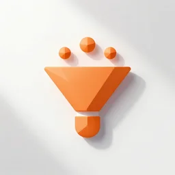 a cute vector logo of a funnel with geometric shapes, minimalist, solid colors, hd, simplistic, white background