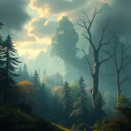 beautiful matte painting of a fantasy forest