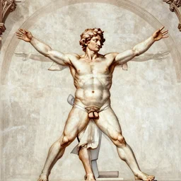 A very detailed portrait of the Vitruvian Man, high details, realistic, 8k