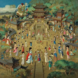 beautiful 1 9 6 0 s painting of ancient china, miyazaki, cinematic, intricate detail
