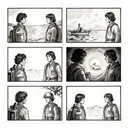 storyboard sketches for the film adaptation of rendezvous with rama