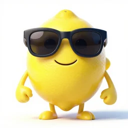 a funny lemon character with sunglasses, colorful, funny, comic, hd, 8 k